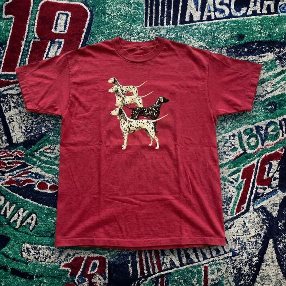 Red Dalmatian Dogs Graphic T-Shirt Cute Animal Print Tee Casual Streetwear